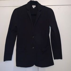 J CREW black Cotton Knit Button Front Long Sleeve Sweater Blazer Jacket EUC